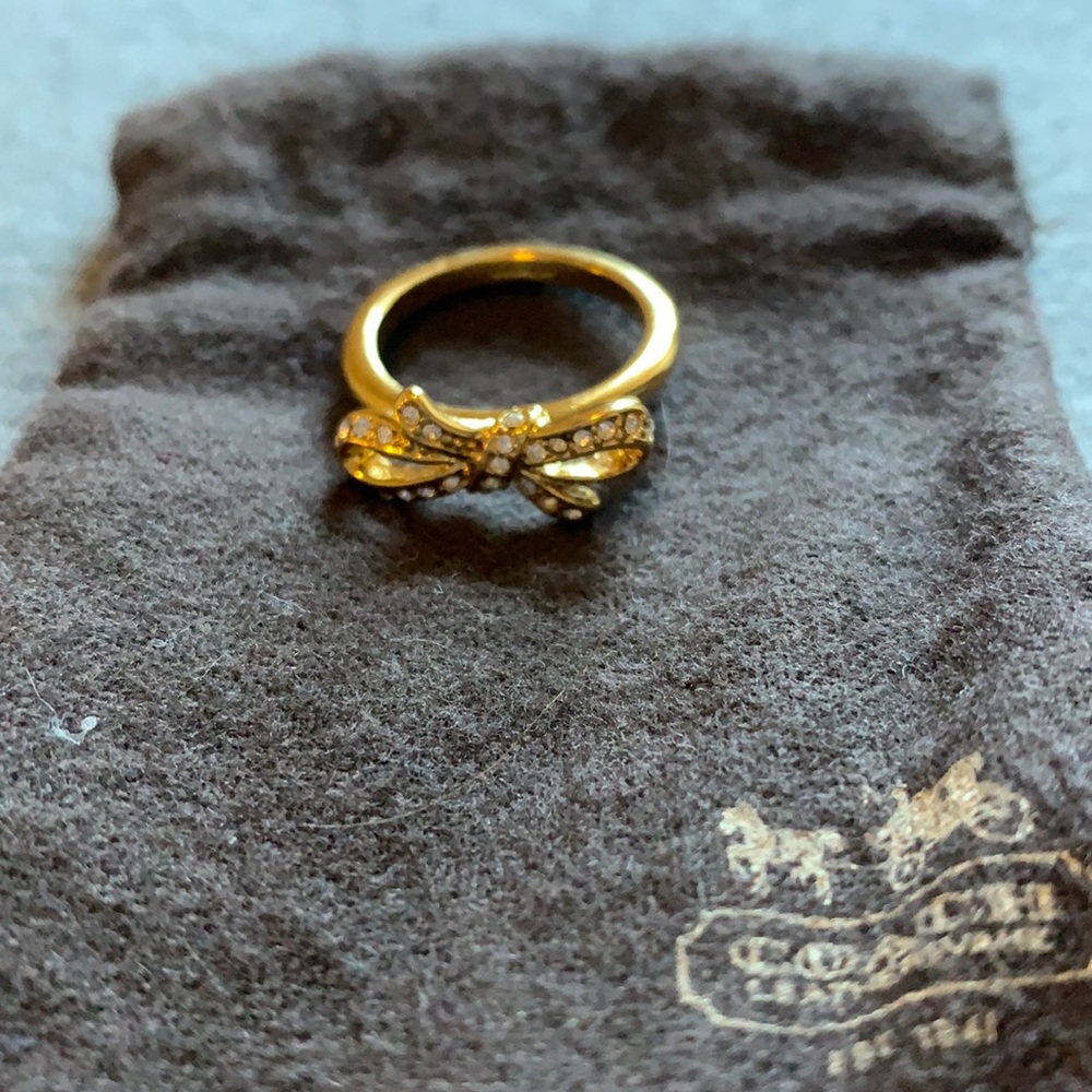 Coach Bow Ring w/ Crystals